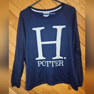 Wizarding World Of Harry Potter Navy Blue Long Sleeved H. Potter XL Sleep Shirt